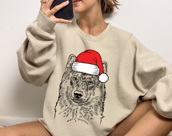 Sweat de Noël chien personnalisé, portrait photo de chien père Noël moche pull de Noël, portrait d'animal de compagnie personnalisé chemise de Noël cadeau photo de chat