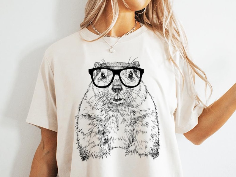 Funny and Cute Nerdy Animal Wearing Glasses shirt for Groundhog lovers! This Groundhog art tshirt, tank top, kids tee, youth or sweatshirt is a perfect gift for Groundhog Day, Woodchuck Lover and Animal Lovers.