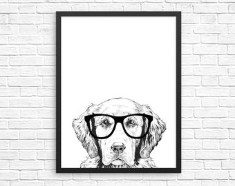 Golden Retriever Wall Art, Dog Portrait Print, Farmhouse Sign, Wall Decor, Pet Dog Nursery Decor, Poster, Kids Room Decor for Boy Girl