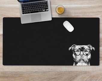 Staffordshire Bull Terrier Desk Mat, Dog Mom Mousepad, Large Desk Pad, Mouse Pad, Keyboard Wrist Rest, Staffy Dog Dad Office Desk Decor Gift