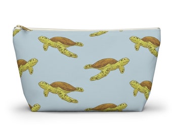 Sea Turtle Pouch, Pencil Case, Ocean Animal Custom Teacher Pencil Pouch, Bridesmaid Cosmetic Bag, Turtle Zipper Makeup Bag, Accessory Pouch