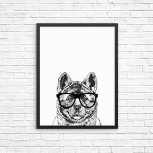 Akita Inu Wall Art, American Akita Dog Portrait Print, Farmhouse Sign, Wall Decor, Pet Dog Nursery Decor, Poster, Boy Girl Kids Room Decor
