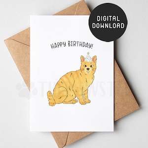 PRINTABLE Tabby Cat Birthday Card, Happy Birthday Card from cat, Cat Mom Cat Dad Birthday Cards from the cat, Orange Tabby Cat mom gift