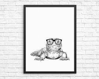 Uromastyx Wall Art, Lizard Portrait Print, Reptile Animal Lovers Sign, Pet Nursery Wall Decor, Poster, Boy Girl Kids Room Decor