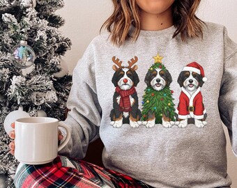 Bernedoodle Christmas Sweatshirt, Santa Dog mom Shirt, Reindeer Xmas Sweater, Hoodie, Doodle Lover Gift