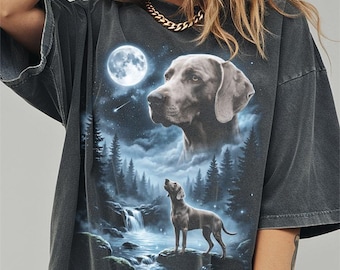 Weimaraner Howling to the Moon Shirt, Funny Dog Comfort Colors Halloween Tshirt, Gifts