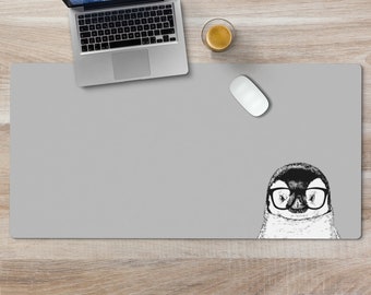 Penguin alfombrilla de escritorio grande, Animal Mousepad, hombres Desk Pad, Mouse Pad o Keyboard Wrist Rest, Penguin Lover Gifts, Office Desk Decor Gift