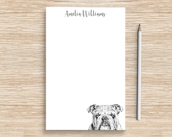 English Bulldog Notepad, Personalized Dog Notepad, Custom Dog Stationery, Teacher Coworker Veterinarian Graduation Gift, Bulldog Mom Gifts