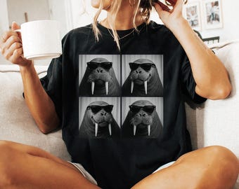 Camiseta de morsa, camiseta de morsa para fotomatón, camiseta divertida de animales árticos en colores cómodos, regalos para amantes de las morsas