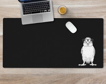 Lovebird  Large Desk Mat, Love Bird Mousepad, Black Desk Pad, Mouse Pad or Keyboard Wrist Rest, Parrot Gifts, Office Desk Decor Gift