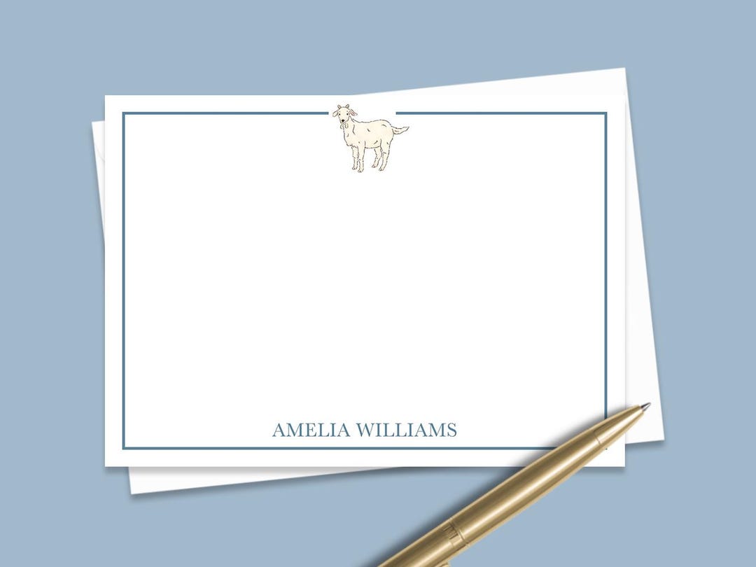 Custom Goat Note Cards Gift, Personalized Farm Animal Notecard Set ...