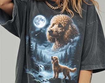 Poodle Howling to the Moon Shirt, Funny Dog Comfort Colors Halloween Tshirt, Gifts
