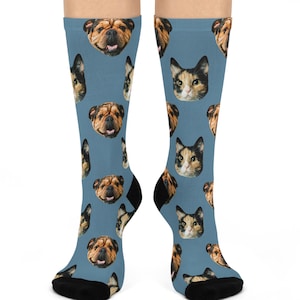 Custom Dog Socks, Custom Pet Socks, Personalized Cat Face Socks, Dog Photo Socks, Puppy on Socks, Dog Picture Socks, Socks with Pet Faces
