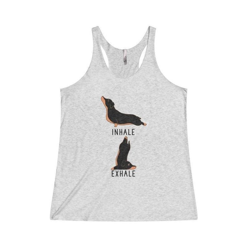 Inhale Exhale Dachshund Yoga Tank Top Tri Blend Wiener Dog Etsy
