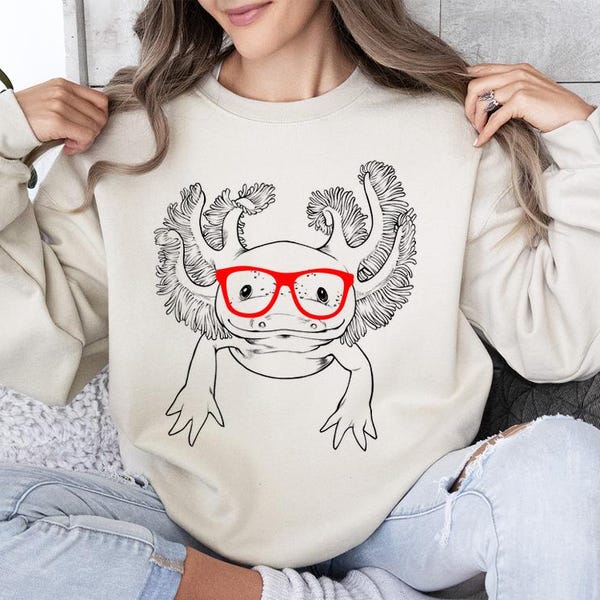 Axolotl Shirt, Axolotl Sweatshirt, Cute Axolotl Lover Gift, Funny Animal Lover Gift, Axolotl Animal Tshirt