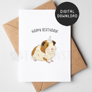 DRUCKBARE Meerschweinchen Geburtstagskarte, alles Gute zum Geburtstagskarte, niedliche Geburtstagskarten für Meerschweinchen-Liebhaber, Meerschweinchen-Mama-Geschenk