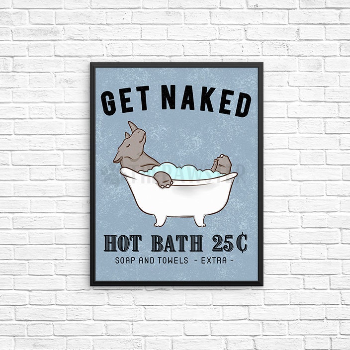 Get Naked Rhino Bathroom Wall Decor Rhinoceros Bathroom Art Etsy