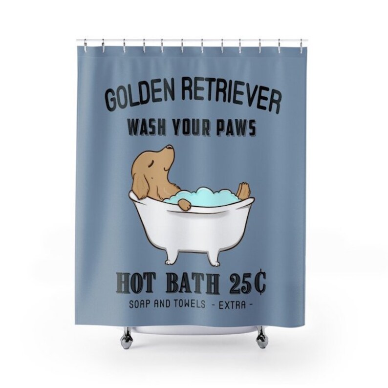 Golden Retriever Shower Curtain Dog Shower Curtains Bath Etsy