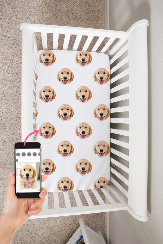 a golden shower in the lady's dressing room Custom Pet Portrait Crib Sheet, Personalized Dog Portrait Baby Changing Table Cover, Boy Girl Baby Bedding Sheet, Baby Gift Collection:Babyboo-bridal