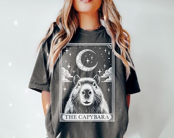 Capybara Shirt, Tarot Card Shirt, Capybara Halloween Moon Shirt, Funny Capybara Gift, Capybara Lover Gifts, Comfort Colors Shirt