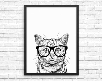 Tabby Cat Wall Art, Tabby Cat Print, Cat Home Decor, Cat Prints, Sign, Pet Cat Nursery Decor, Poster, Kids Room Decor for Boy Girl
