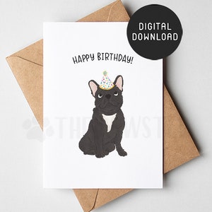 DRUCKBARE französische Bulldogge Geburtstagskarte, alles Gute zum Geburtstagskarte vom Hund, Hund Mama Hund Papa Geburtstagskarten vom Hund, schwarze Frenchie Mama Geschenk
