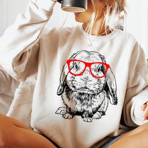 Funny and Cute Nerdy Animal Wearing Glasses shirt for Rabbit lovers! This Bunny art tshirt, tank top, kids tee, youth or sweatshirt is a perfect gift for Rabbit Lover, Holland Lop Mom and Bunny Lovers.