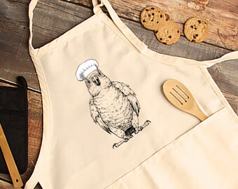 Sun Conure Apron, Parrot Aprons with pockets, Bird Mom Cooking Baking Apron For Women, Men, Kitchen Chef Gifts, Hostess Gift Ideas