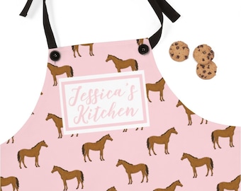 Horses Horse at the Fence Quality Cotton Apron Double Pockets Baker Cook Gift Horses Horse at the Fence Quality Cotton Apron Double Pockets Baker Cook Gift