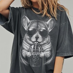Chinchilla Drinking Iced Coffee Shirt, Funny Animal Comfort Colors Tshirt, Gifts