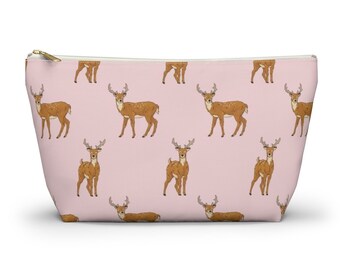 Deer Pouch, Pencil Case, Woodland Animal Custom Teacher Pencil Pouch, Bridesmaid Cosmetic Bag, Deer Zipper Makeup Bag, Accessory Pouch