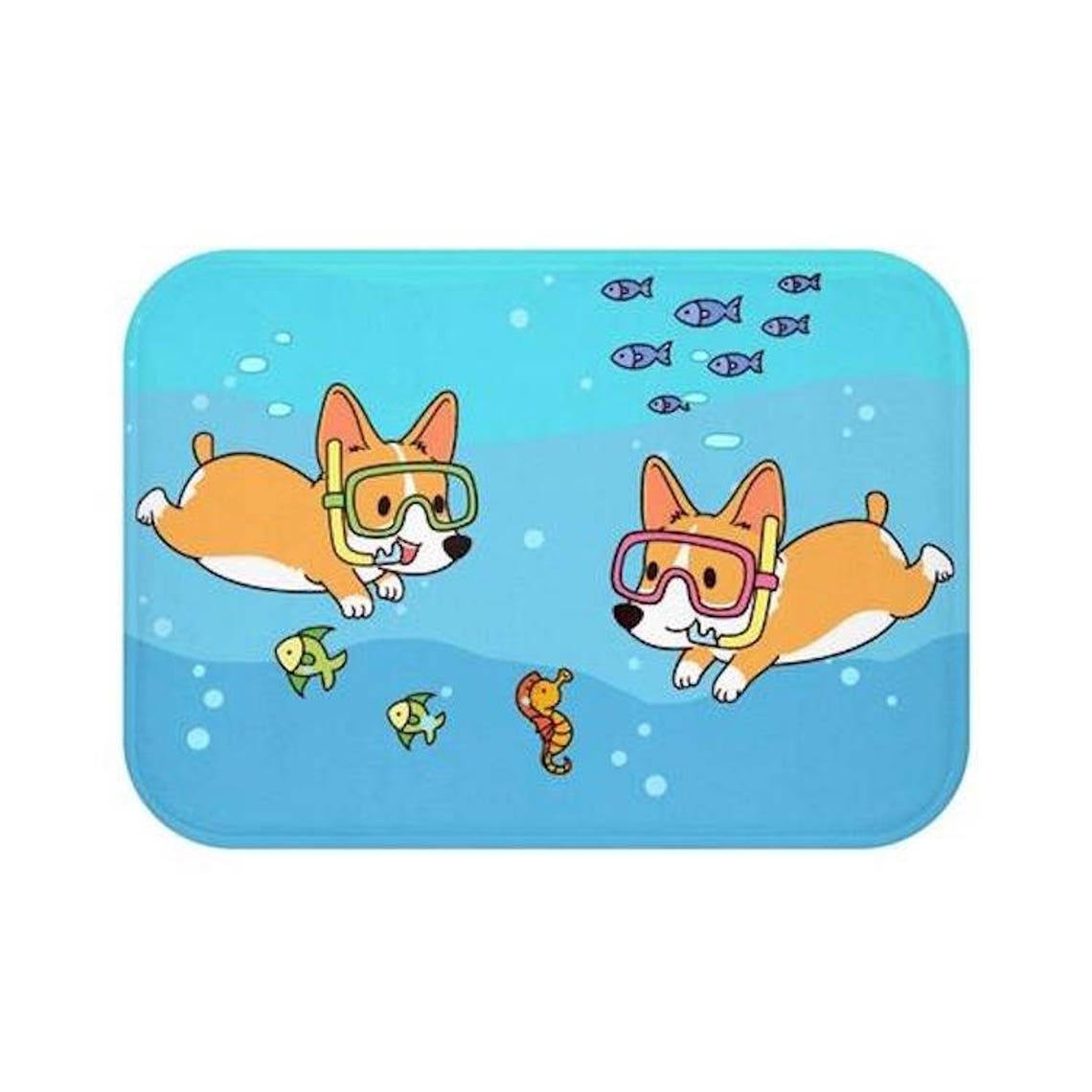 Diving Dog Bath Mat Dog Door Mat Floor Mats Bathroom Etsy