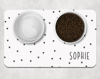 Personalized Pet Placemat, Mini Heart Dog mat, Custom Pet Food Mats, Dog water bowl mat, Pet Bowl Mats, Cat Feeding Mat, New Puppy Gift