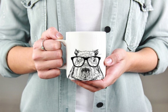 Capybara Mug, Animal Lovers Coffee Mugs, Hipster Nerdy Animal Coffee Mug 15 oz 11 oz, Giant Guinea Pig Lovers Gifts Cup Mug, Glass