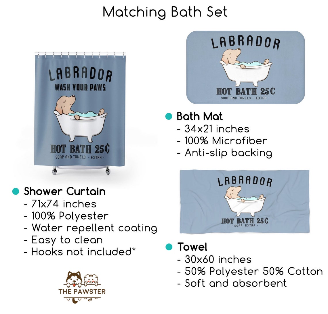 Labrador Retriever Shower Curtain Dog Shower Curtains Bath Etsy