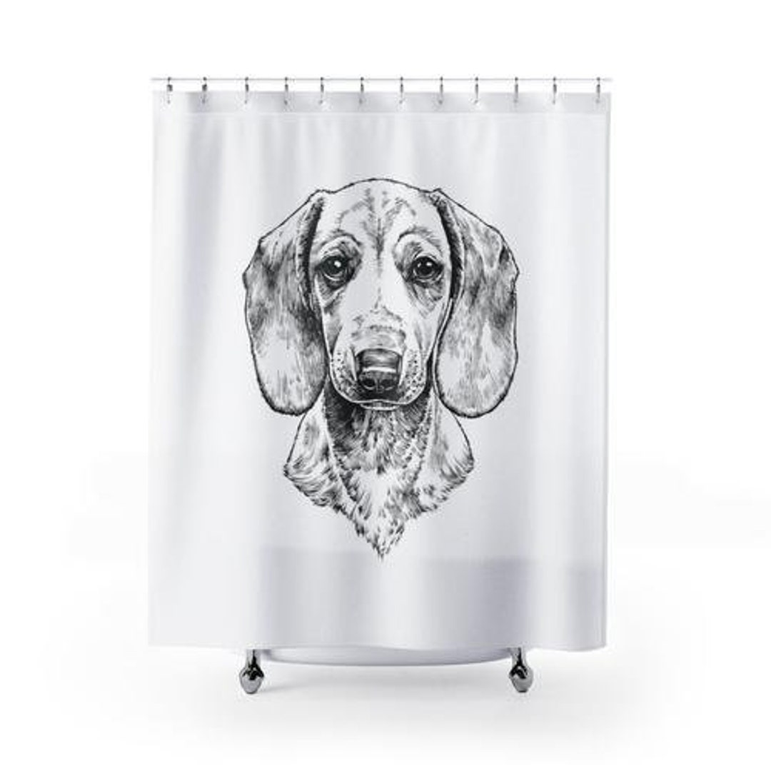 Dachshund Shower Curtain, Weenie Dog Shower Curtains Set, Bath Curtain