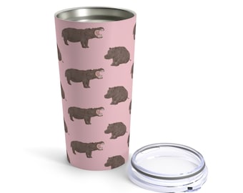 Hippopotamus Travel Mug, Safari Animal Stainless Steel Coffee Tumbler, Insulated Travel Mug, Personalized Tumbler, Custom Hippo Lover Gift