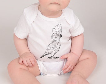 Umbrella Cockatoo Baby Bodysuit, Parrot Bird Baby Clothes, Baby Boy Outfit, Girl Shirt, Baby Shower Gift, Toddler Kids Tshirt Youth Tee