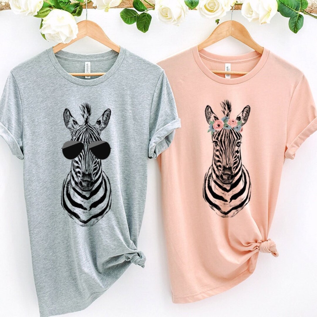 Zebra Shirt, Floral or Sunglasses Safari Animal Tshirt, Tee, Gift for