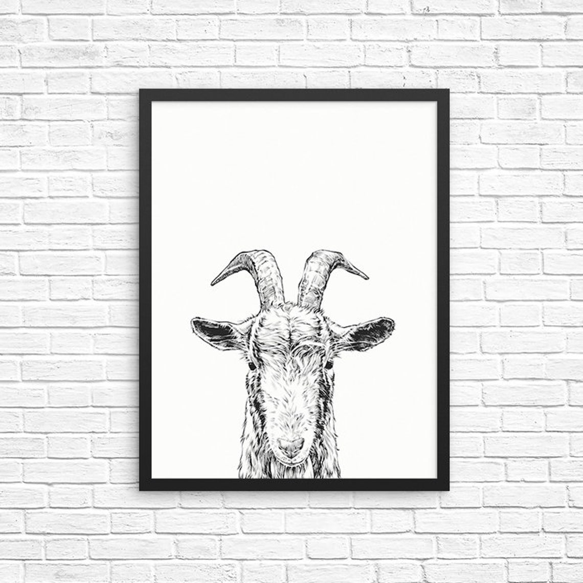 Goat Wall Art Goat Print Goat Farmhouse Decor Farm Animal Etsy
