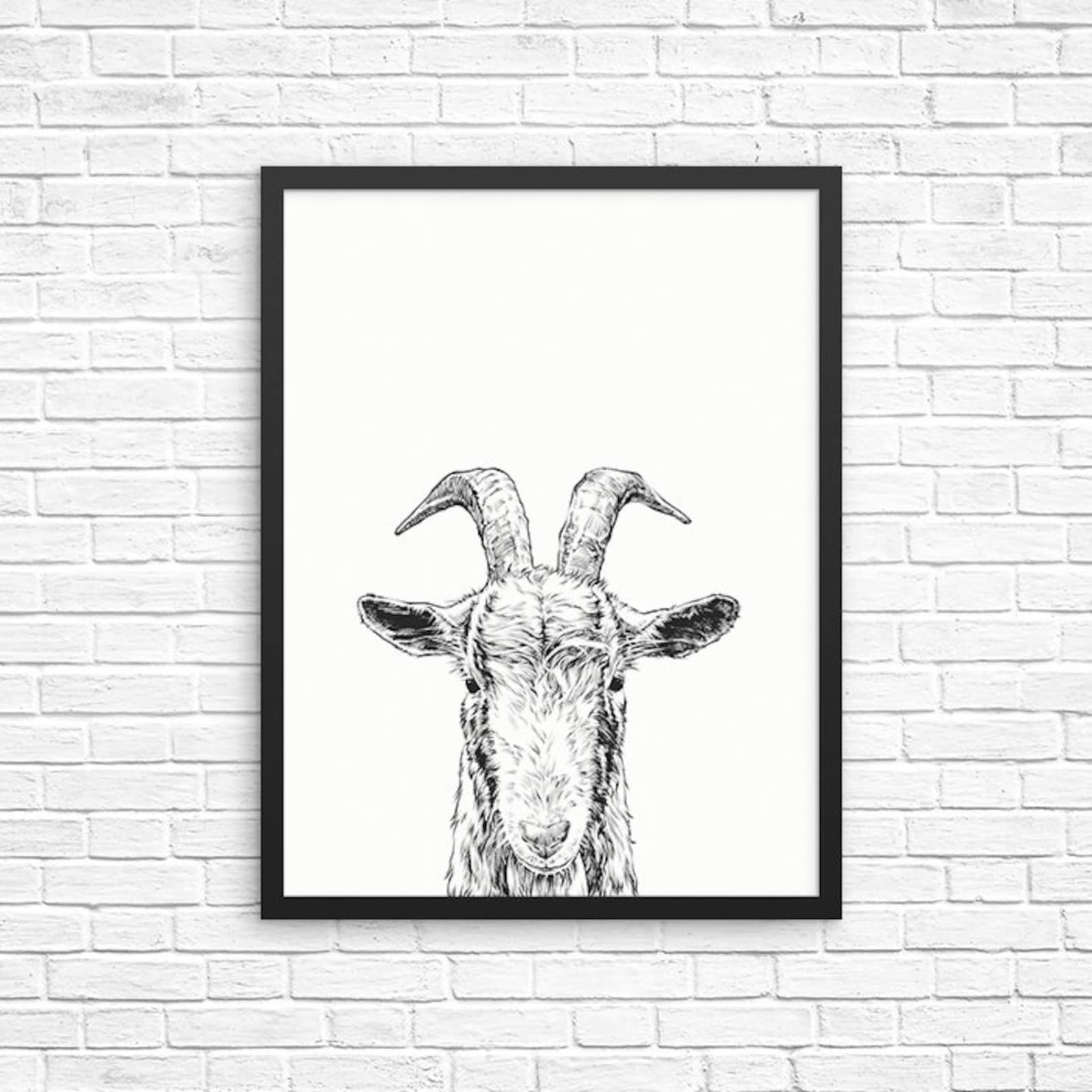 Goat Wall Art Goat Print Goat Farmhouse Decor Farm Animal Etsy