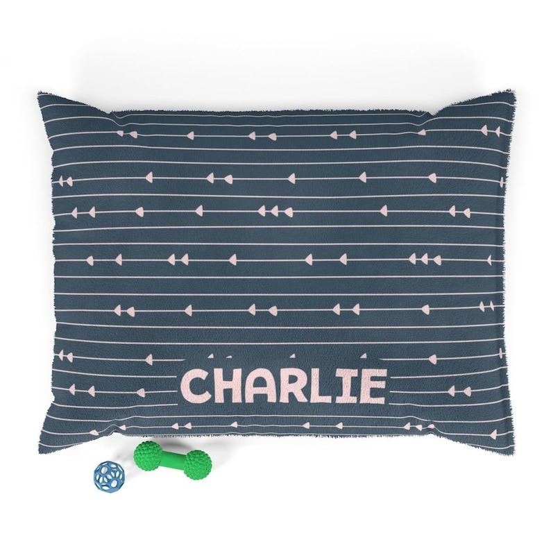 Arrow Navy Dog Bed New Dog Gift Dog Furniture Large Dog Bed Personalized Pet Bed Geometric Custom Name Dog Mattress Small Cat Bed