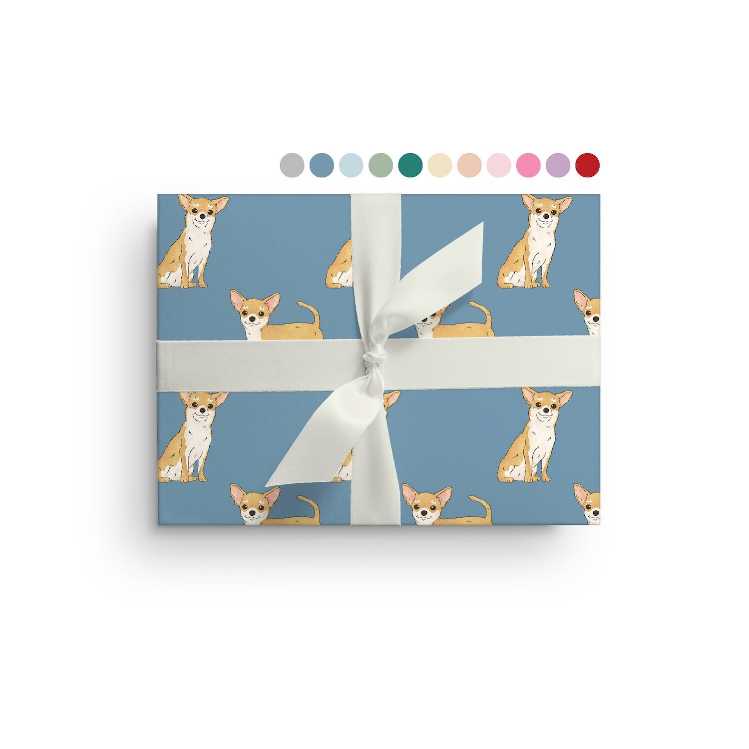 Present Paper Custom Color 5 Sheets of Chihuahua Wrapping Paper, Custom Color Dog Wrapping Paper ...