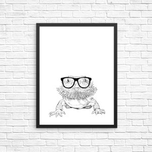 Bearded Dragon Wall Art, Reptile Animal Portrait Print, Farmhouse Sign, Wall Decor, Pet Nursery Decor, Poster, Kids Room Decor for Boy Girl