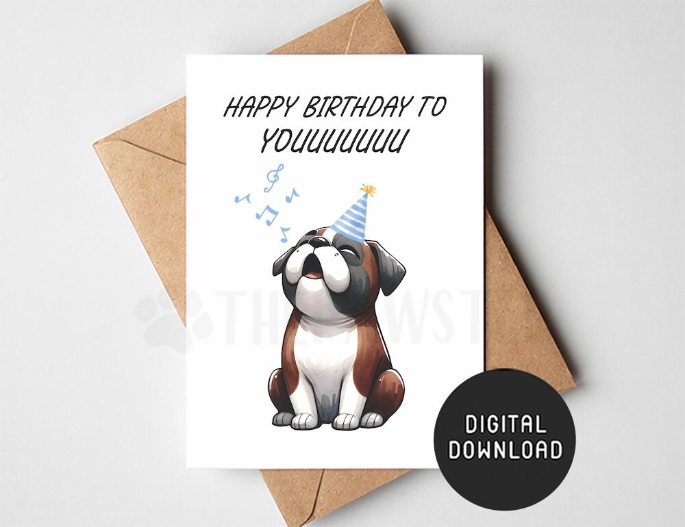 PRINTABLE Dog Birthday Card, Boxer Dog Happy Birthday Card From Dog ...