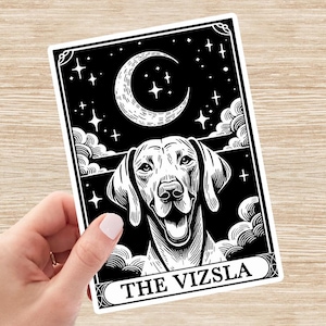 Vizsla Sticker, Vizsla Decal, Dog Tarot Card Sticker, Dog Mom Gift, Dog Vinyl Sticker, Laptop Sticker, Water Bottle Sticker