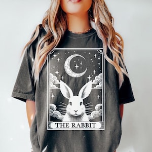Chemise lapin, chemise cartes de tarot, chemise lapin lune Halloween, cadeau lapin drôle, cadeaux pour amoureux de lapin maman lapin, chemise couleurs confort