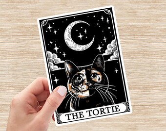 Tortie Cat Sticker, Tortoiseshell Cat Decal, Cat Tarot Card Sticker, Cat Mom Gift, Cat Vinyl Sticker, Laptop Sticker, Water Bottle Sticker
