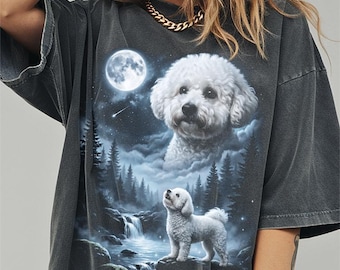 Camiseta Bichón Frisé aullando a la luna, divertida camiseta de Halloween con colores que brindan comodidad al perro, regalos