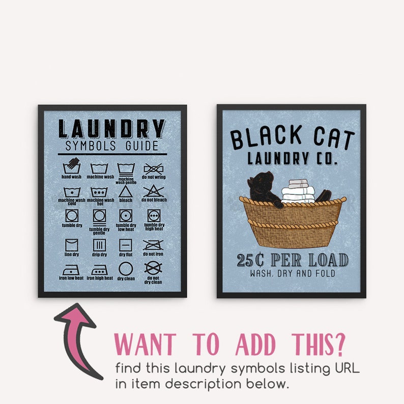 Signo de lavandería gato negro decoración de la lavandería | Etsy